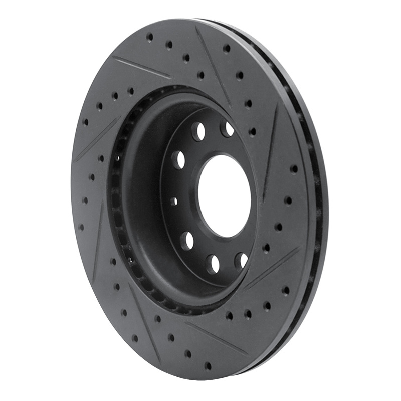 Volkswagen BORA Brake Rotor (1) - Front Left - R1 Concepts - Drilled & Slotted - Black - `05-`15